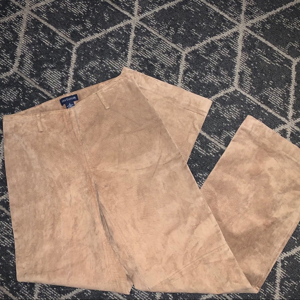 ANN TAYLOR 100% LEATHER WIDE LEG PANTS